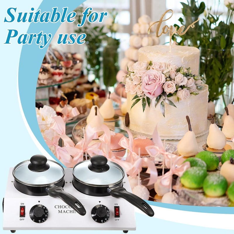 ROCEEI 1 Set Chocolate Boiler Electric Heating Chocolate Melting Tempering Machine with 1 Silicone Spatula Boiler for Melting for Candy (Double Pot) - Image 4